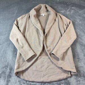 James Perse Cotton Shawl Open Front Cardigan Tan Beige Womens Size 1 Preppy